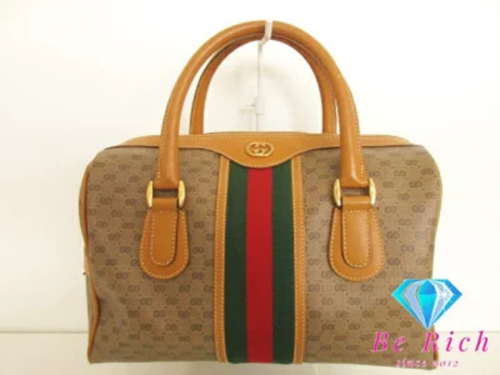 Gucci GG Supreme Web Boston bag green red stripe